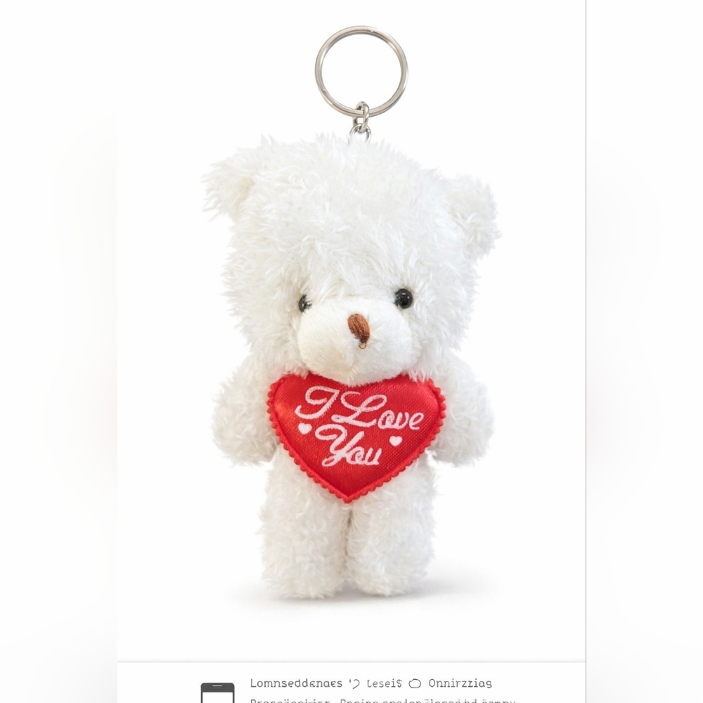 Plush Teddy Bear Keychain Valentine’s Gift – “I Love You” Heart Charm